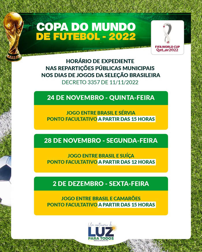 Copa do Mundo 2022: Confira os horários de expediente do Centro  Redentorista no primeiro jogo do