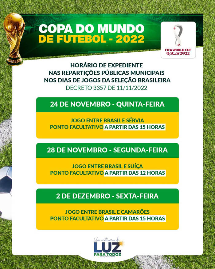 Copa do Mundo 2022 - Expedientes das lojas nos jogos do Brasil